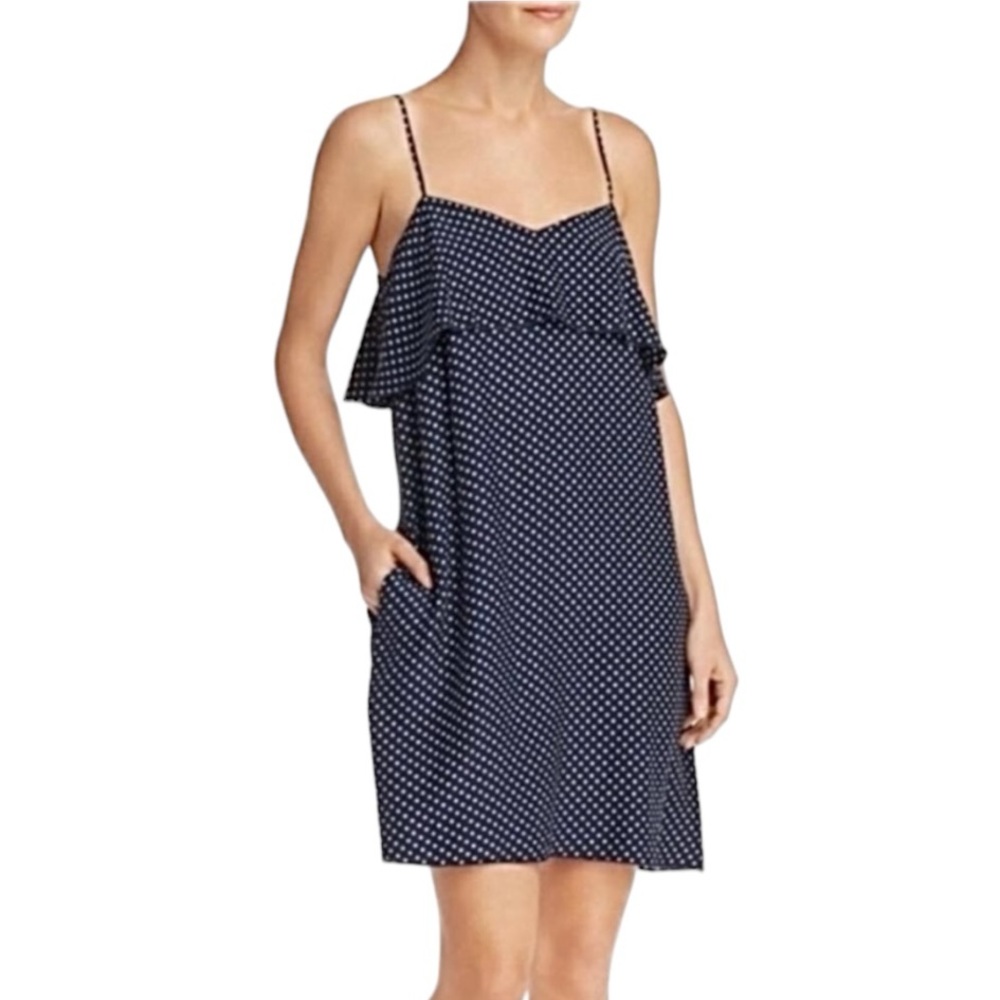 ATM Anthony Thomas Melillo Strappy Polka-Dot Silk Flounce Mini Dress size M
